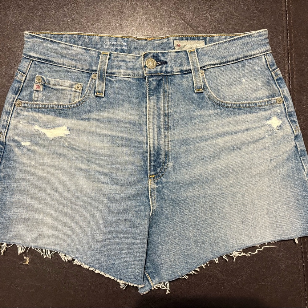 Ag Adriano Goldschmied Blue Jean Shorts Distressed Cut-Off